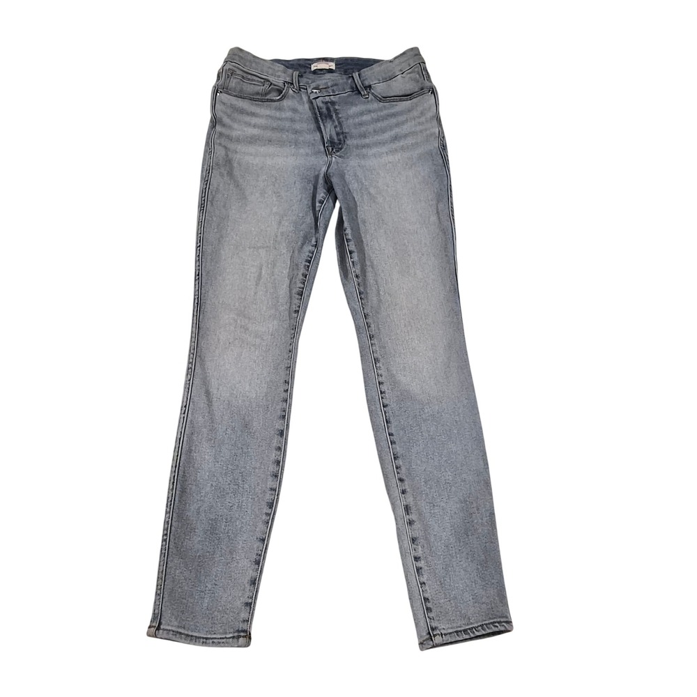Good American Straight Crossover Waist Jeans Light Wash Blue 10/30 GCSKCC127S